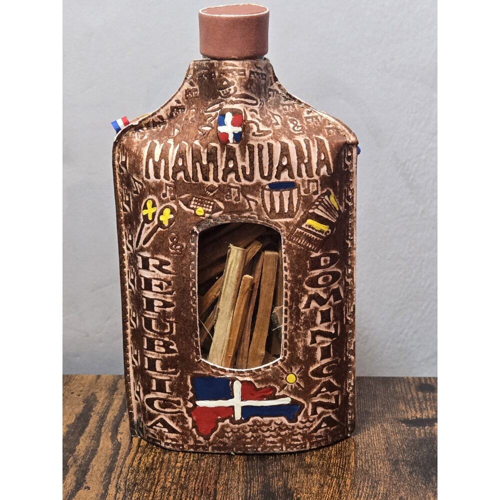 Dominican mamajuana Mixture Bottle leather Handcrafted With Strap Small Curated